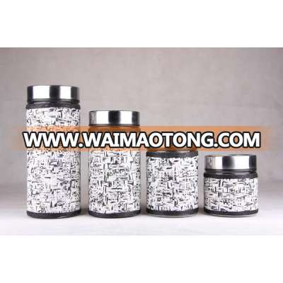 Round clear glass storage jar with s/s lid