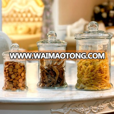 glass food container glass jar with lid glass candy jar