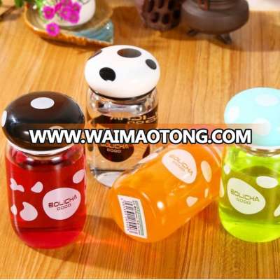 lovely polka dot mushroom glass sport water bottle with shenth drinking bottle