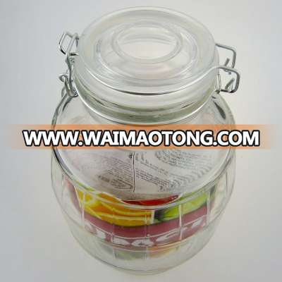 Wholsale 100ml clip glass jar with metal clip and glass lid