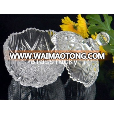 Glass Candy Jar Crystal Glass Jar with Glass Lid