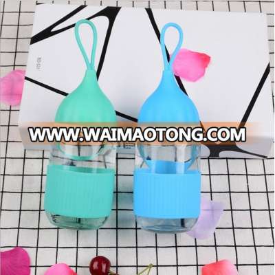 creative simplicity silicone glass sport water bottle with sling outdoor sport