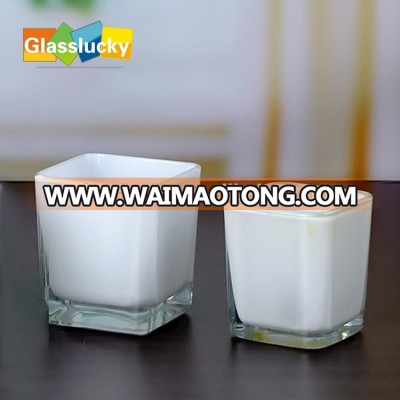 wholesale black and white square shot glass candle holder for art deco