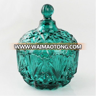 fancy diamond shaped glass candy jar for home storage